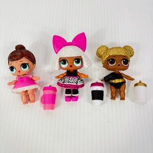 LOL Surprise! Tots Glitter Series Fancy Diva Queen Bee 3 Doll Lot w/ Bottle MGA